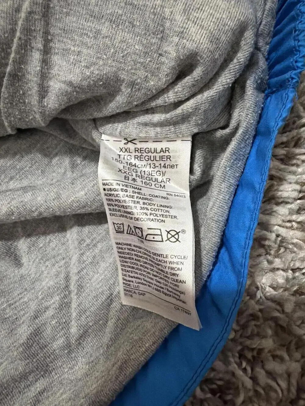 Gap Kids XXL Blue Hooded Jacket with Zipper Pockets